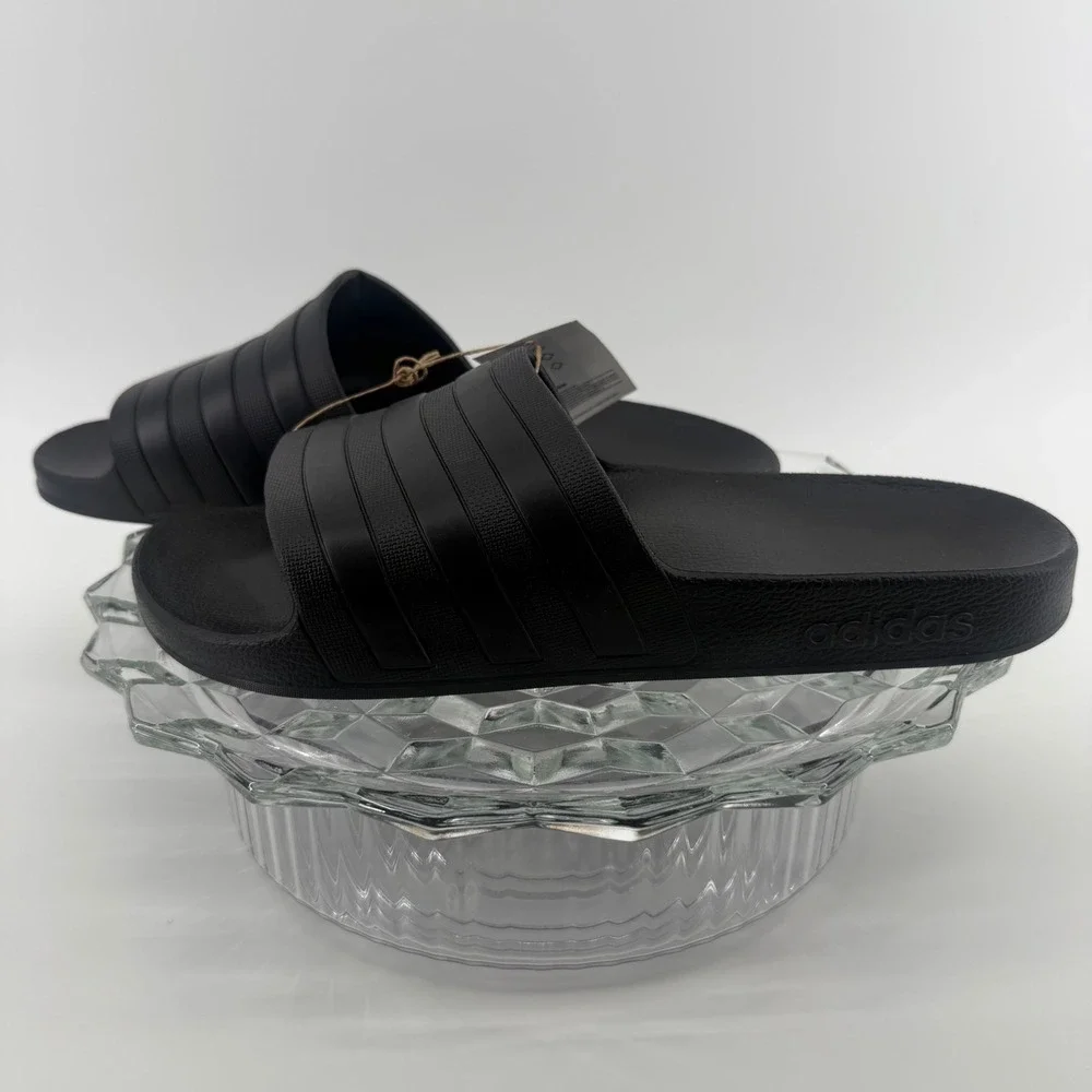 Adidas Adilette Aqua Slides‎ Mens 11 Womens 12 Black F35550 Sandals New